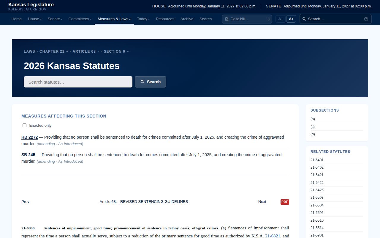 Greeley County projected release date guidelines sentence statute